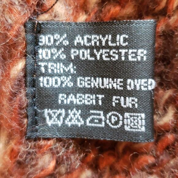 Fur Poncho 100% Dyed Rabbit Fur Lined Knit Outerwear Cardigan - Picture 9 of 9